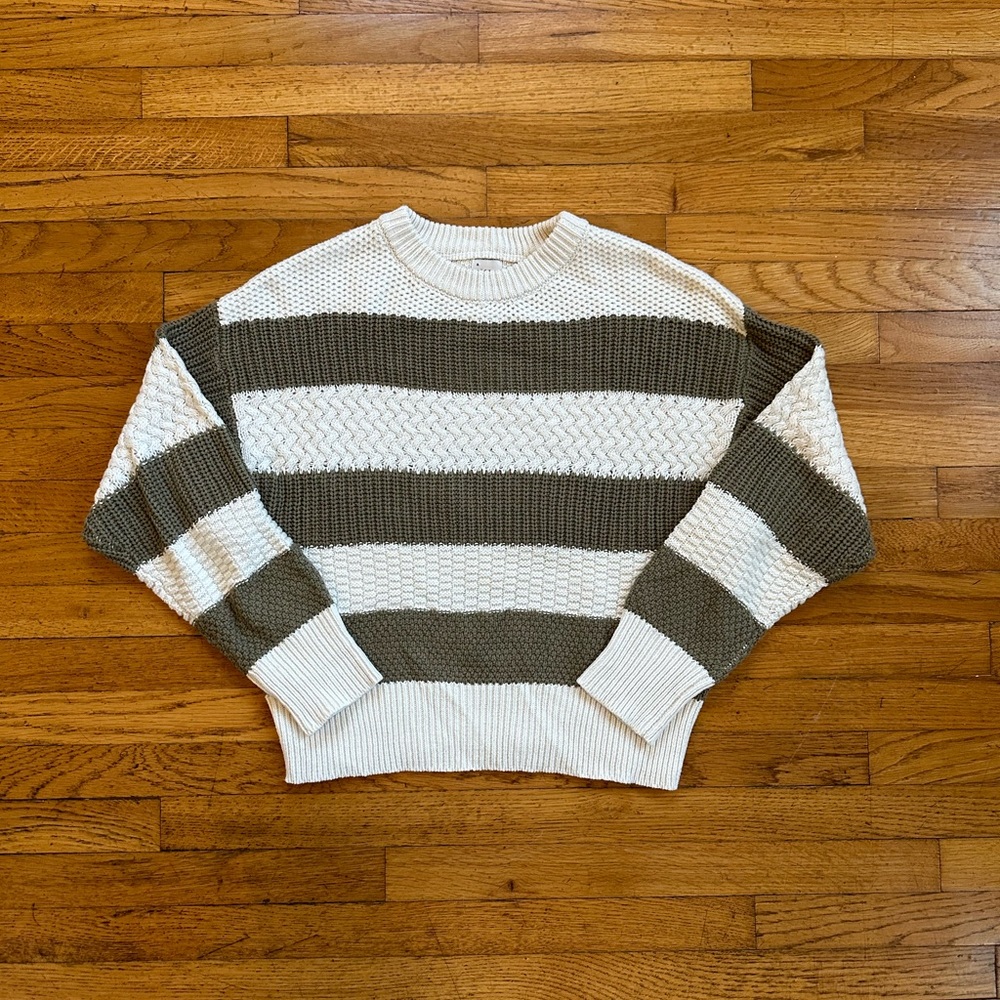 Target crewneck pullover olive green striped sweater